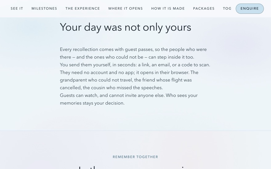Guest passes: a link, an email or a code, no account and no app, and guests can watch but not invite.
